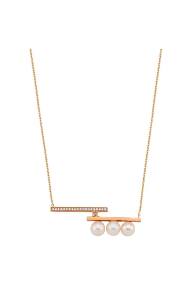 6,5 mm Üç Doğal İncili Kolye - Resim 7