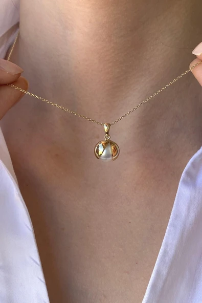 9,5 mm Doğal İnci Kolye - 2