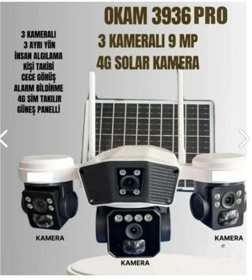 O-KAM 3936 4G SİM KARTLI Solar 9MP PTZ Dual LENS IP KAMERA