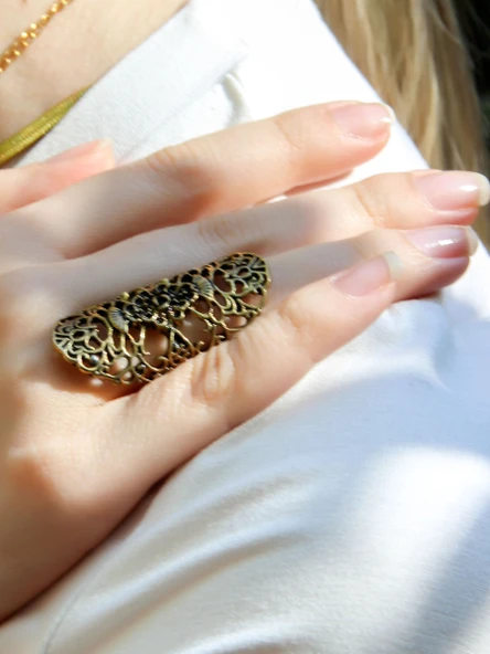 Trend Otantik Desenli Antik Ayarlanabilir Kadın Vintage Yüzük euy1276 ürün görseli