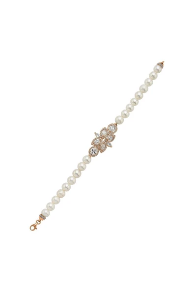 7,5 mm Yaprak Tasarımlı Zirkon Taşlı Doğal İnci Bileklik - Resim 5