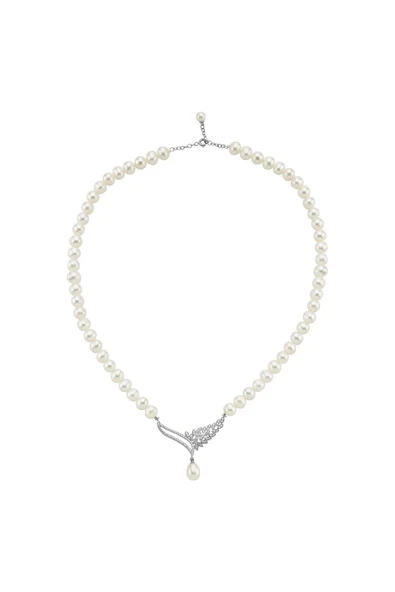 6,5 mm Yaprak Taşlı Doğal İnci Kolye - Resim 7