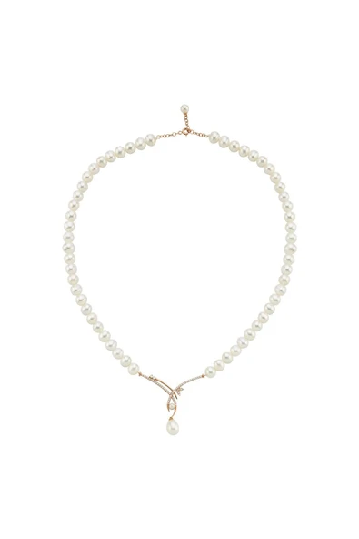 6,5 mm Yaprak Taşlı Doğal İnci Sallantılı Kolye - Resim 5