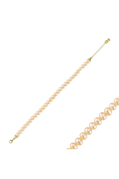 Şeftali Tonu 7,5 mm Doğal İnci Bileklik ürün görseli 1