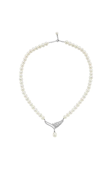 6,5 mm Yaprak Taşlı Doğal İnci Kolye - Resim 4