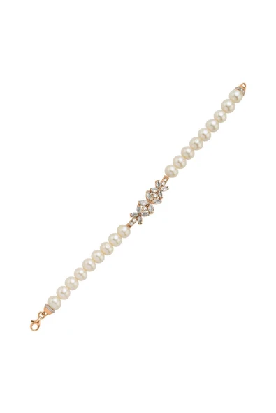 7,5 mm Çiçek Tasarımlı Zirkon Taşlı Doğal İnci Kadın Bileklik - Resim 6