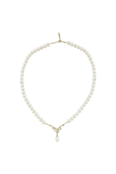 6,5 mm Zirkon Taşlı Doğal İnci Sallantılı Kolye - Resim 4