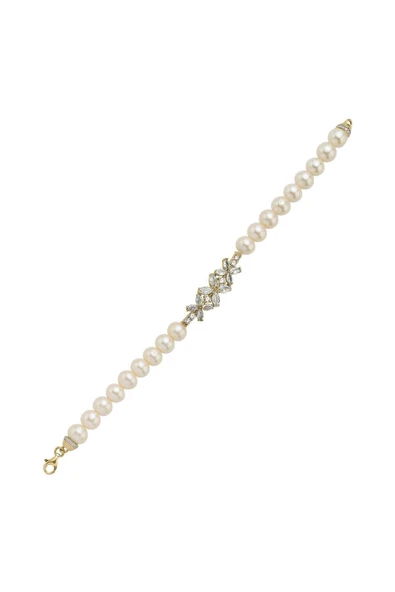 7,5 mm Çiçek Tasarımlı Zirkon Taşlı Doğal İnci Kadın Bileklik - Resim 5