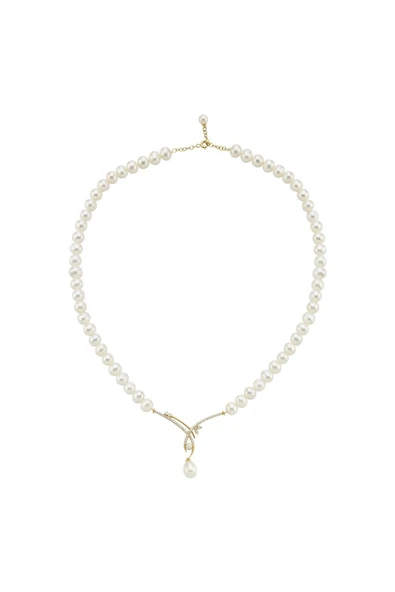 6,5 mm Yaprak Taşlı Doğal İnci Sallantılı Kolye - Resim 7