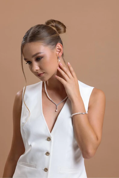 6,5 mm Suyolu Doğal İnci Kolye - Resim 3