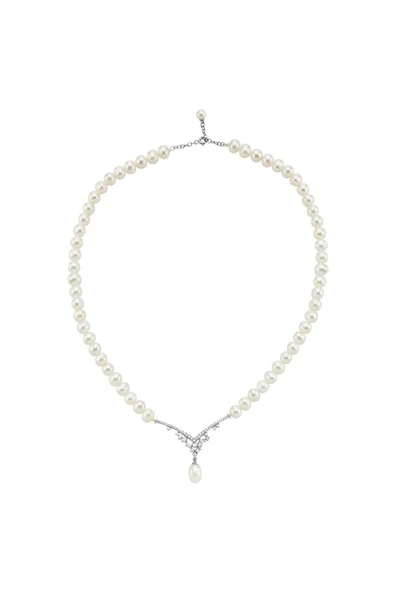 6,5 mm Zirkon Taşlı Doğal İnci Sallantılı Kolye - Resim 6