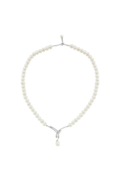 6,5 mm Yaprak Taşlı Doğal İnci Sallantılı Kolye - Resim 6