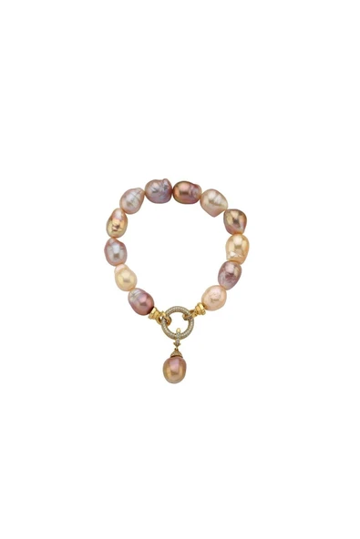 10,5 mm Halka Kilitli Multicolor Barok Doğal İnci Kolye Bileklik İkili Set - 2