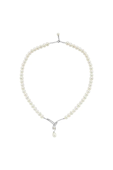 6,5 mm Yaprak Taşlı Doğal İnci Sallantılı Kolye - Resim 9