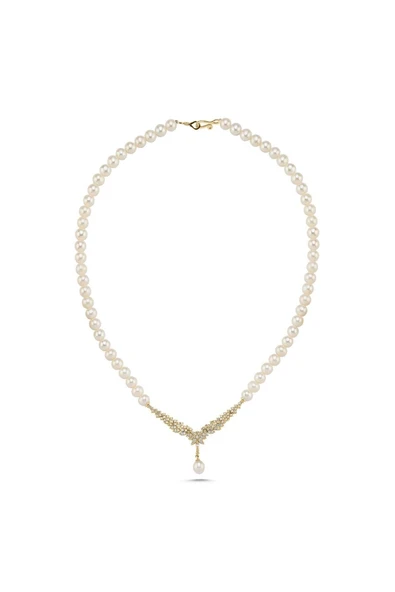 6,5 mm Markiz Kesim Doğal İnci Kolye - Resim 3