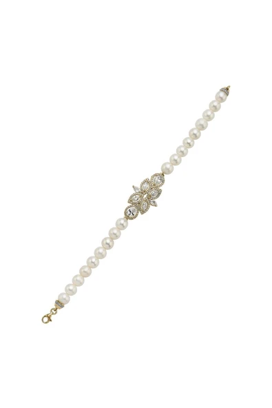 7,5 mm Yaprak Tasarımlı Zirkon Taşlı Doğal İnci Bileklik - Resim 4