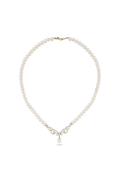 6,5 mm Zirkon Taşlı Doğal İnci Kolye - Resim 5