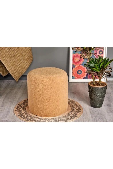 WoodyMaison Puf Norway Iskandivian Çok Amaçlı Teddy Silindir Puf Bench Koltuk Tabure 42*41