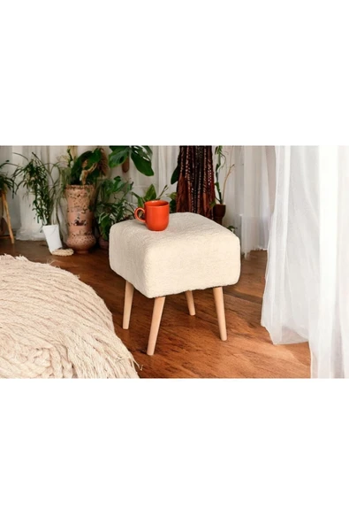 WoodyMaison Puf Mushroom Retro Kare Çok Amaçlı Puf Bench Koltuk Tabure