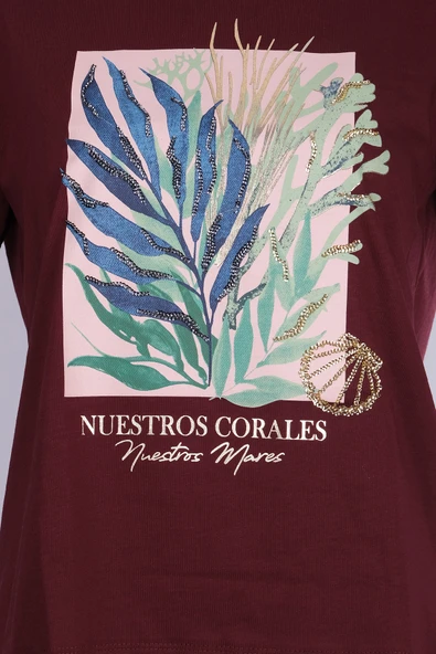 Sempre Oversize Minimalist Baskılı Kadın Tişört - Kısa Kol ürün görseli 1