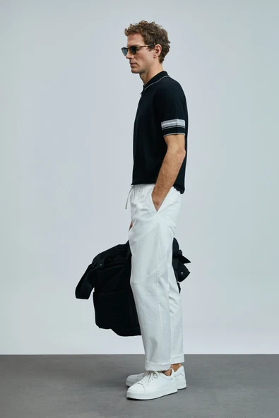 Lufian Erkek Kısa Kol Polo Yaka Minimalist Kazak - Günlük Stil - 5