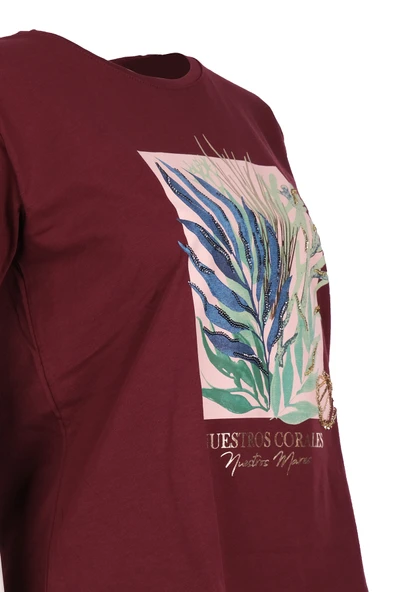 Sempre Oversize Minimalist Baskılı Kadın Tişört - Kısa Kol - Resim 8