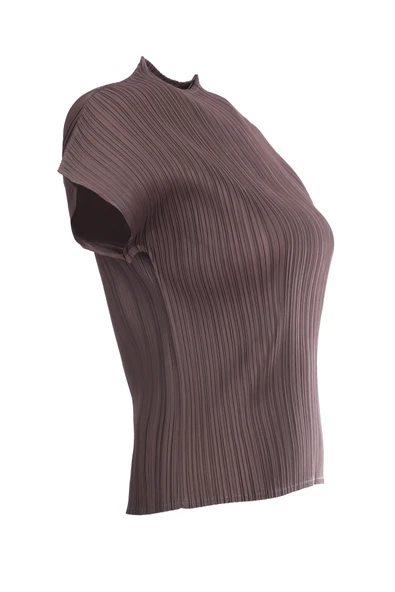 Ekol  Dik Yaka Kısa Kollu Kadın Bluz 25YEKL03908 - Resim 5