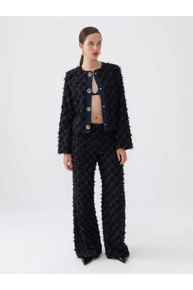 Nocturne Oversize Midi Pantolon - Minimalist, Yüksek Bel, Geniş Paça ürün görseli 1