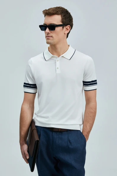 Lufian Erkek Kısa Kol Polo Yaka Minimalist Kazak - Günlük Stil