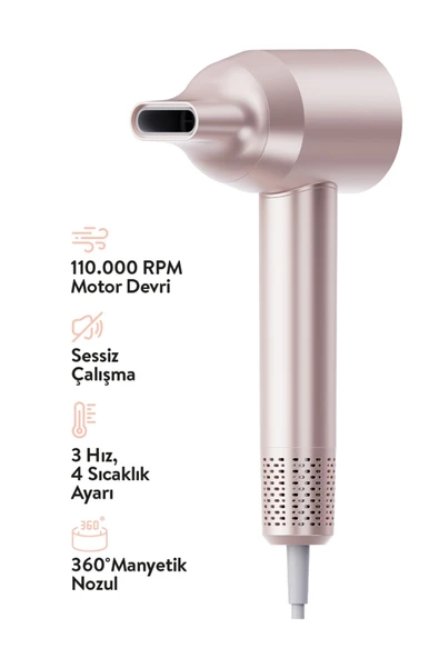 Sinbo Shd-1738 Bldc Motor Profesyonel Saç Kurutma Makinesi 1500w Şampanya Pembe