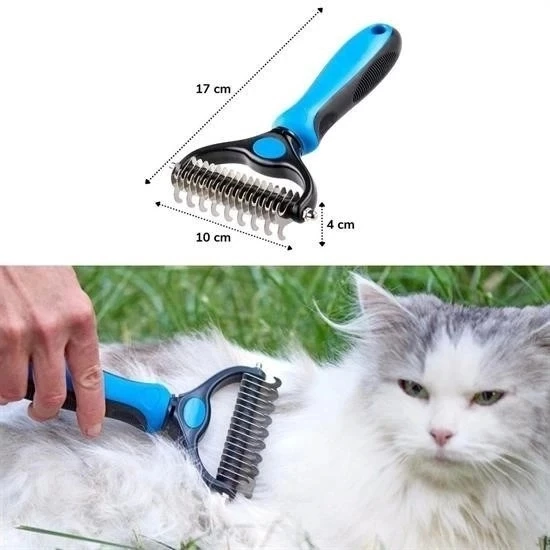 Plastik Saplı Metal Kedi Köpek Bakım Kıtık Tüy Topak Açıcı Tarak - 4