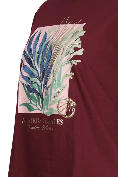 Sempre Oversize Minimalist Baskılı Kadın Tişört - Kısa Kol - Resim 6