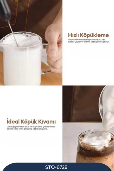 Sinbo Sto-6728 Pratik Süt Ve Kahve Köpürtücü Yüksek Devirli Motor - Resim 2