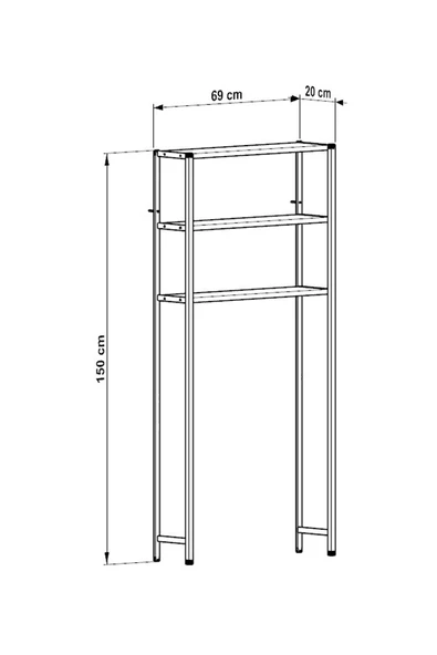 Dizayn Motion Çamaşır Makinesi Üstü Düzenleyici Raf Banyo Rafı Ceviz - 4