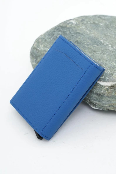 Mekanizmalı Deri Cüzdan Saks Mavi 113570