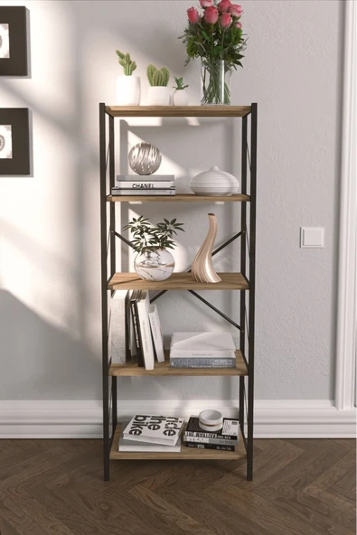 VayLife Dekoratif 5 Raflı Kitaplık 150 x 60 Ceviz