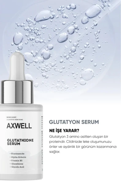 AXWELL Glutatyon, Niacinamide, Glycolic Acid ve Alpha-Arbutin İçeren Aydınlatıcı Serum - 6