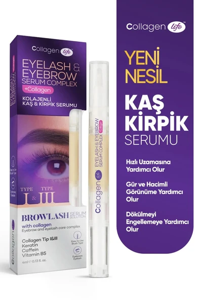 Collagen Life Yeni Nesil Kolajen Caffeine Keratin Vitamin E İçeren Kaş & Kirpik Serumu