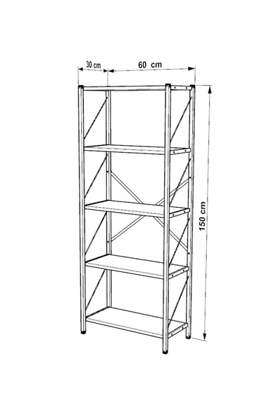 Dizayn Motion 5 Raflı Kapaksız Banyo Dolabı 150x60x30 Ceviz - 6