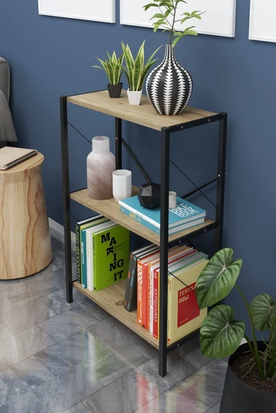 Dizayn Motion 3 Raflı Dekoratif Kitaplık Ceviz - 3