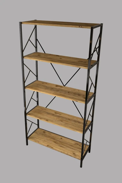 Dizayn Motion 5 Raf Dekoratif 180 Cm Kitaplık Ceviz - Resim 5