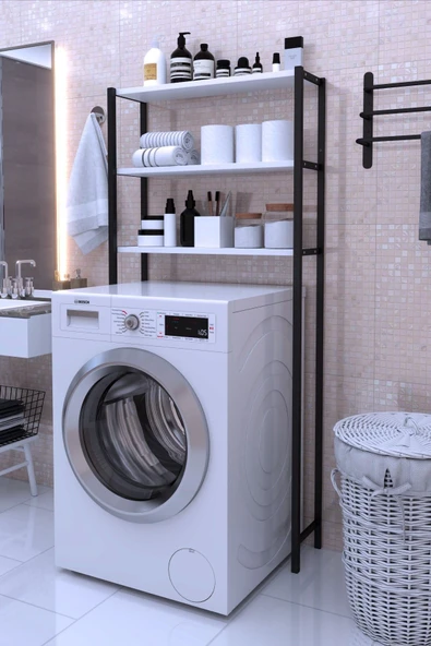 Dizayn Motion Çamaşır Makinesi Üstü Düzenleyici Raf Banyo Rafı Beyaz