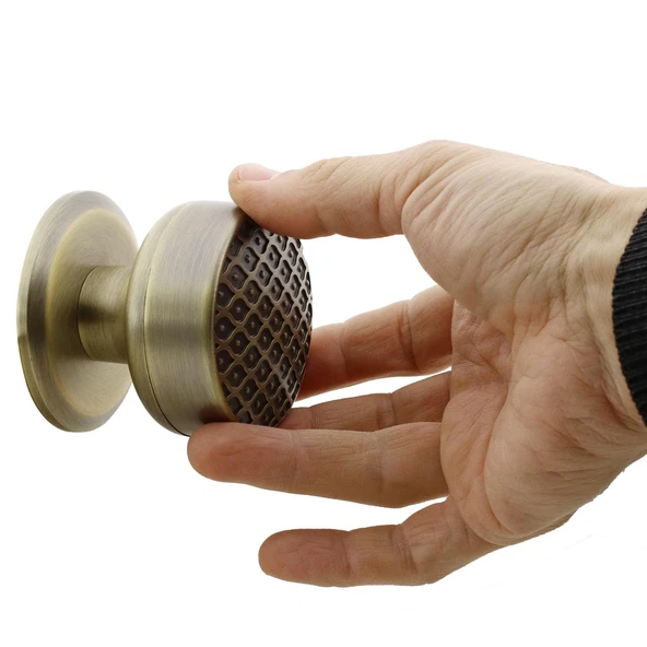 Kapı Tokmağı Topuzu Kolu Metal Tokmak Antik Sarı - Resim 4