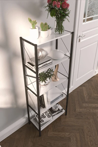 VayLife Dekoratif 5 Raflı Kitaplık 150 x 60 Beyaz - 3