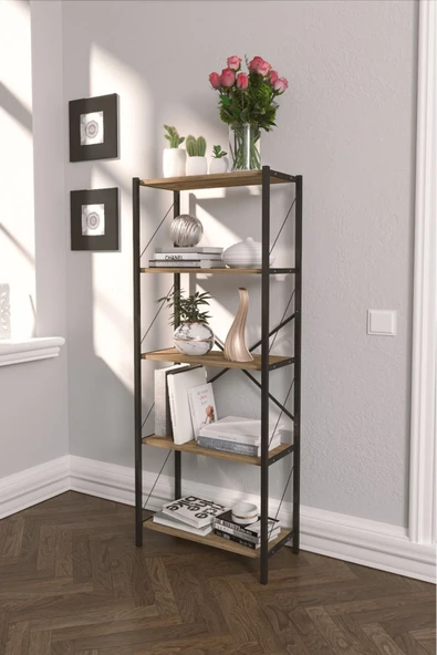 Dizayn Motion Dekoratif 5 Raflı Kitaplık 150 x 60 Ceviz - 2