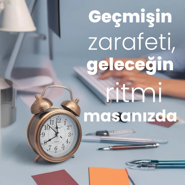 UpWay Tokmaklı Çanlı Yüksek Zil Sesli Metal Kasalı Pilli Işıklı Retro Nostaljik Çalar Saat - 7