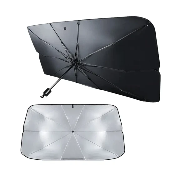 Araç İçi Ön Cam Güneşliği, Katlanabilir Şemsiye Şeklinde Otomobil Ön Cam Güneşliği,%99 Etkin Koruma, Otomobil, SUV, (140 X 79 CM) - 2