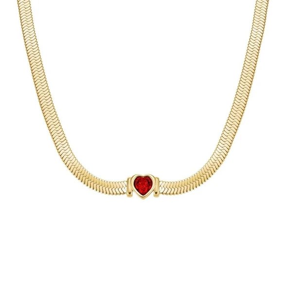 ROSEFIELD JNSRG.J1004 Kalp Yakut Çelik Kolye - 2