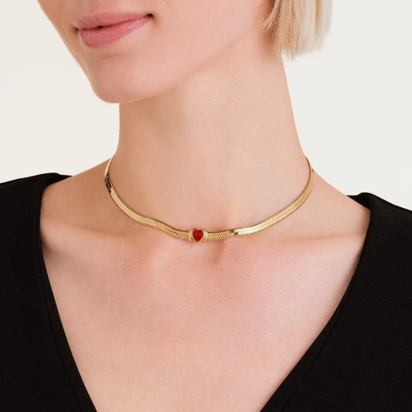 ROSEFIELD JNSRG.J1004 Kalp Yakut Çelik Kolye - 5