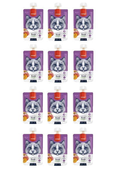 Wanpy Taze Ördekli & Balkabaklı Kedi Et Ezmesi 90 Gr. X 12 Adet